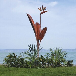 Casa Padrino Luxus Stahl Garten Deko Skulptur Pflanze Rost H. 205 cm