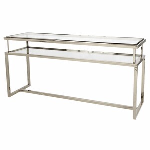 Casa Padrino Luxus Edelstahl Konsole mit Glasplatten Silber 160 cm - Luxus Interior