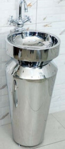 Casa Padrino Luxus Edelstahl Waschtisch Silber 40 x H. 86 cm - Silberne Badezimmer M�bel - Hotel & Restaurant Kollektion - Luxus Qualit�t