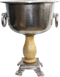 Casa Padrino Weink�hler mit Holzsockel Naturfarben  35.5 x H. 45 cm - Hotel & Restaurant Accessoires Weinst�nder Champagner K�hler