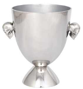 Casa Padrino Aluminium Eiseimer Skull Silber  15 x H. 20 cm - Weink�hler - Champagnerk�hler mit 2 Griffen - Gastronomie Accessoires