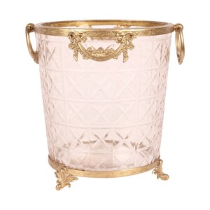 Casa Padrino Luxus Eisk�bel Kristallglas / Gold  23 x H. 25 cm - Sektk�hler mit Messingmontierung