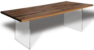 Casa Padrino Luxus Esstisch - Verschiedene Farben & Gren - Kchentisch mit rustikaler Massivholz Tischplatte und Glasbeinen - Esszimmer Tisch