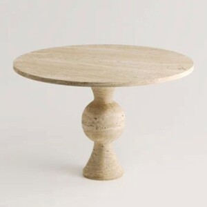 Casa Padrino Luxus Esstisch Beige  115 cm - Runder Travertin K�chentisch