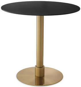 Casa Padrino Luxus Esstisch Schwarz / Messing  80 x H. 76 cm - Runder Edelstahl K�chentisch mit Keramik Tischplatte - Esszimmer M�bel - Esszimmer Einrichtung - Luxus M�bel - Luxus Einrichtung