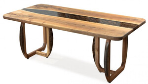 Casa Padrino Luxus Esstisch Braun 200 x 100 x H. 76 cm - Rechteckiger K�chentisch mit Epoxiharz - Esszimmer M�bel - Epoxiharz M�bel - Luxus M�bel