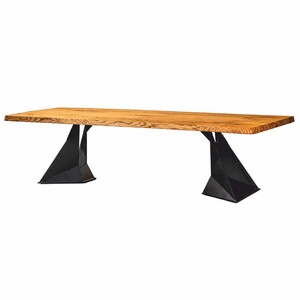 Casa Padrino Luxus Esstisch Naturfarben / Schwarz 300 cm - Esszimmertisch mit Eichenholzbohlen und Stahl Tischbeinen - Esszimmer M�bel
