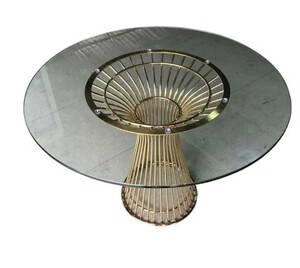 Casa Padrino Luxus Esstisch Gold  120 x H. 76 cm - Runder K�chentisch mit Glasplatte und Speichengestell