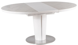 Casa Padrino Luxus Esstisch Matt Wei� / Grau / Silber 120-160 x 120 x H. 76 cm - Moderner ausziehbarer Esszimmertisch mit Keramikplatten in Marmoroptik - K�chen M�bel