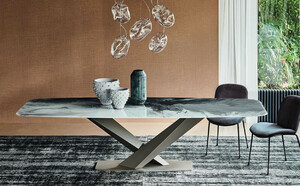 Casa Padrino Luxus Esstisch Mehrfarbig / Titanfarben 300 x 120 x H. 75 cm - Moderner Esszimmertisch mit Glasplatte - Luxus Esszimmer M�bel - Luxus Qualit�t - Made in Italy