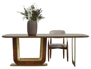 Casa Padrino Luxus Esstisch Braun / Messing 222 x 100 x H. 78 cm - Rechteckiger Massivholz K�chentisch - Esszimmer M�bel - K�chen M�bel - Luxus M�bel - Luxus Einrichtung