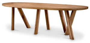 Casa Padrino Luxus Esstisch Braun 259 x 109 x H. 76,5 cm - Ovaler K�chentisch mit massiver Eichenholz Tischplatte - Esszimmer M�bel - K�chen M�bel - Luxus M�bel - Luxus Einrichtung