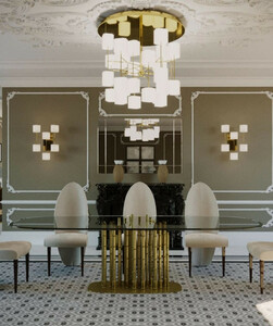 Casa Padrino Luxus Designer Esstisch Bambus Gold 200 x 110 x H. 78 cm - Handgefertigter Esszimmertisch mit ovaler Glasplatte - Esszimmer M�bel - Hotel M�bel - Luxus Qualit�t