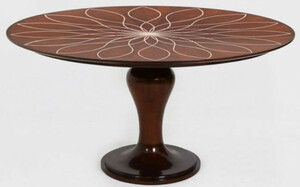 Casa Padrino Luxus Esstisch Braun / Wei�  150 x H. 78 cm - Runder Massivholz K�chentisch - Esszimmertisch - Luxus Esszimmer M�bel