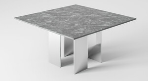 Casa Padrino Luxus Esstisch Grau / Silber 150 x 150 x H. 75 cm - Quadratischer Esszimmertisch mit Marmorplatte - Esszimmer Mbel - Luxus Kollektion