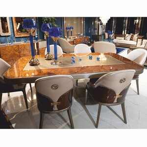 Casa Padrino Luxus Esstisch Braun / Gold / Grau 240 cm - Esszimmer M�bel