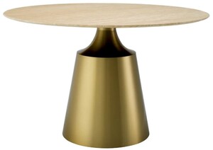 Casa Padrino Luxus Esstisch Beige / Messing  120 cm - Luxus Esszimmer M�bel