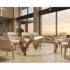 Casa Padrino Luxus Esstisch mit Glasplatte Vintage Messing 240 cm - Esszimmer M�bel