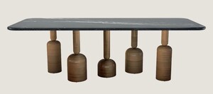 Casa Padrino Luxus Esstisch mit Marmorplatte Schwarz / Bronze 240 cm - Luxus Hotel & Restaurant M�bel