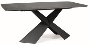 Casa Padrino Luxus Esstisch mit geh�rteter Glaskeramik Tischplatte Schwarz-Braun / Matt Schwarz 180 x 95 x H. 76 cm - Luxus K�chentisch - Esszimmer M�bel - Luxus M�bel