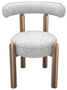 Casa Padrino Luxus Esszimmer Stuhl mit gebogener R�ckenlehne Wei� / Bronze - Esszimmer M�bel