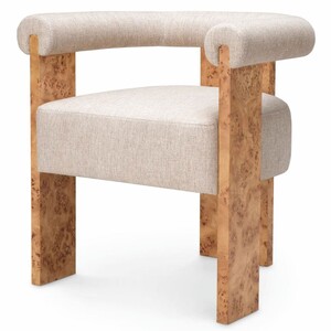 Casa Padrino Luxus Esszimmer Stuhl mit Armlehnen Naturfarben / Hellbraun