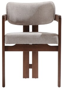 Casa Padrino Luxus Esszimmer Stuhl mit Armlehnen Grau / Dunkelbraun H. 80 cm