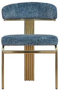 Casa Padrino Luxus Esszimmer Stuhl Blau / Gold H. 83 cm