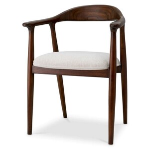 Casa Padrino Luxus Esszimmer Stuhl mit Armlehnen Braun / Creme - Restaurant M�bel