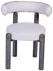 Casa Padrino Luxus Esszimmer Stuhl mit gebogener R�ckenlehne Wei� / Grau - Esszimmer M�bel