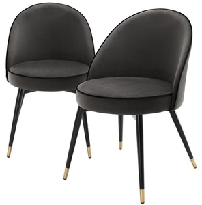 Casa Padrino Luxus Esszimmerstuhl Set Dunkelgrau / Schwarz / Messing 55 x 64 x H. 83 cm - Esszimmerm�bel - Luxus Kollektion