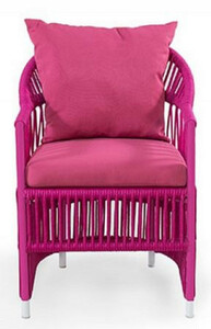 Casa Padrino Luxus Gartenstuhl mit Armlehnen Lila 56 x 56 x H. 82 cm - Handgewebter wetterbestndiger Esszimmerstuhl - Garten Terrassen Stuhl Mbel - Luxus Qualitt