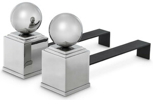 Casa Padrino Luxus Feuerbock Set Silber / Schwarz 52 x 12,5 x H. 27 cm - Kamin Zubehr - Luxus Kollektion
