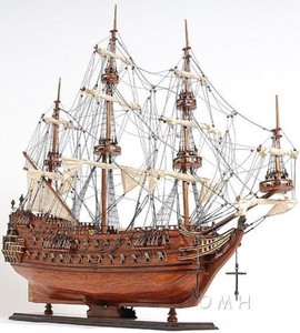 Casa Padrino Luxus Flaggschiff Zeven Provincien mit Massivholz St�nder Braun 93,2 x 29,8 x H. 80,5 cm - Handgefertigtes Deko Schiff Holzschiff Segelschiff