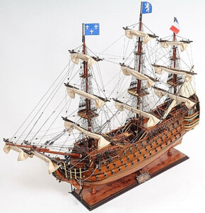 Casa Padrino Luxus Flaggschiff Royal Louis mit Massivholz St�nder Braun 94 x 30,5 x H. 91,4 cm - Handgefertigtes Deko Schiff Holzschiff Segelschiff