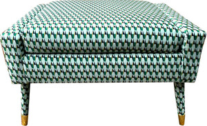 Casa Padrino Luxus Fuhocker Grn / Gold 76 x 62 x H. 46 cm - Wohnzimmer Hocker im Neoklassichen Stil - Designer Wohnzimmermbel Fnfziger Sechziger Jahre