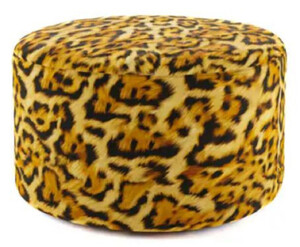 Casa Padrino Luxus Fu�hocker mit Leopard Muster  75 x H. 30 cm - Runder Samt Hocker - Wohnzimmer M�bel - Hotel M�bel - Luxus M�bel - Luxus Einrichtung