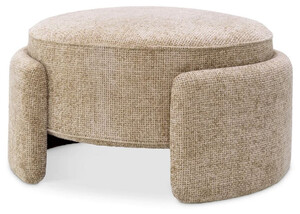 Casa Padrino Luxus Hocker Sandfarben  73 x H. 38 cm - Runder Sitzhocker - Rundhocker - Fu�hocker - Wohnzimmer M�bel - Hotel M�bel - Luxus M�bel