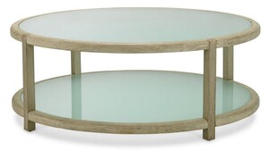 Casa Padrino Luxus Teakholz Garten Couchtisch mit Glasplatten Antik Braun / Milchglas  120 cm