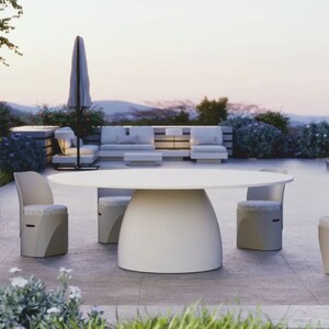 Casa Padrino Luxus Garten Esstisch Matt Wei�  200 cm - Luxus Garten M�bel