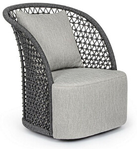 Casa Padrino Luxus Gartensessel mit Kissen Grau / Anthrazit 77 x 81 x H. 93 cm - Wetterbest�ndiger Garten & Terrassen Sessel - Garten & Terrassen M�bel - Luxus Qualit�t