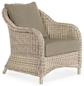 Casa Padrino Luxus Gartensessel Naturfarben / Grau 75 x 82 x H. 83 cm - Wetterbest�ndiger Garten & Terrassen Sessel - Garten & Terrassen M�bel - Luxus Qualit�t