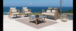 Casa Padrino Luxus Garten Lounge Set Beige 4-teilig 210 x 75 x H. 90 cm - Wetterfest und hochwertig verarbeitet - Moderne Garten M�bel - Luxus Qualit�t