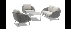 Casa Padrino Luxus Garten Lounge Set Grau / Wei� 4-teilig 205 x 85 x H. 78 cm - Wetterfest und hochwertig verarbeitet - Moderne Garten M�bel - Luxus Qualit�t