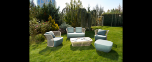 Casa Padrino Luxus Garten Lounge Set Hellgrau / Grau 5-teilig 155 x 85 x H. 72 cm - Wetterfest und hochwertig verarbeitet - Moderne Garten M�bel - Luxus Qualit�t