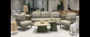 Casa Padrino Luxus Garten Lounge Set Honigfarben 5-teilig 222 x 85 x H. 69 cm - Wetterfest und hochwertig verarbeitet - Moderne Garten M�bel - Luxus Qualit�t
