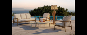 Casa Padrino Luxus Garten Lounge Set Sandfarben 4-teilig 194 x 91 x H. 86 cm - Wetterfest und hochwertig verarbeitet - Moderne Garten M�bel - Luxus Qualit�t