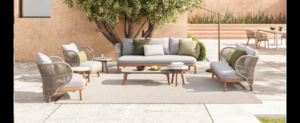 Casa Padrino Luxus Garten Lounge Set Sandfarben 5-teilig 231 x 90 x H. 92 cm - Wetterfest und hochwertig verarbeitet - Moderne Garten M�bel - Luxus Qualit�t