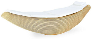 Casa Padrino Luxus Schaukelliege Naturfarben / Wei� 230 x 75 x H. 70 cm - Handgewebte Wetterbest�ndige Gartenliege - Moderne Poolliege - Garten M�bel - Hotel M�bel