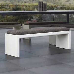 Casa Padrino Luxus Gartenbank Dunkelgrau / Matt Wei� 150 cm - Outdoor Garten Sitzbank